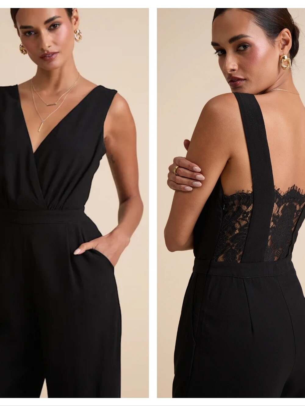 Lulus Kiska Black Lace Wide-Leg Jumpsuit